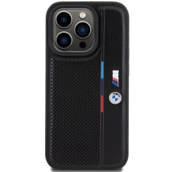 BMW iPhone 15 Pro Mobilskal Perforated Tricolor Line Black