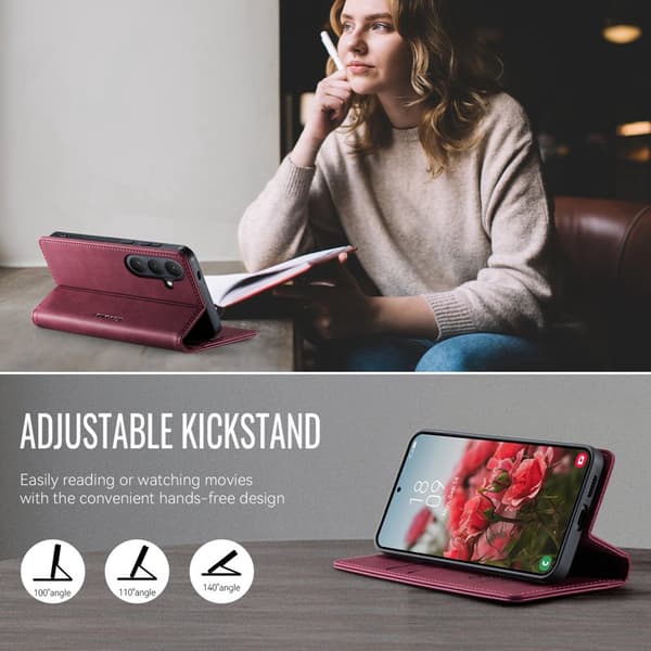 CaseMe Plånboksfodral för Samsung Galaxy S26 Konstläder RFID - Röd