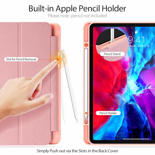 Dux Ducis Domo Tri-Fold kotelo Apple Ipad Pro 11:lle (2020) - R Pink