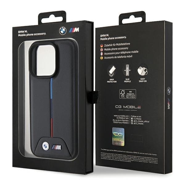 BMW Mobilskal till iPhone 15 Pro MagSafe Quilted Tricolor - Svart