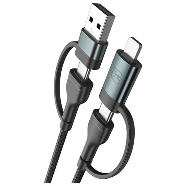 3MK USB-A/USB-C til USB-C/Lightning 60W Kabel 9V/2A 1.2m Hyper - Sort Svart