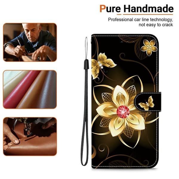 Samsung Galaxy S26 / S26 Pro Plånboksfodral Mönstertryck Konstläder - Guldblomma