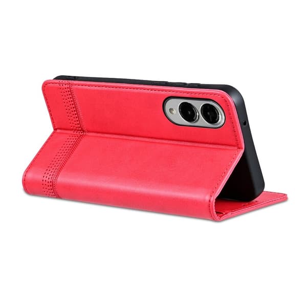 AZNS Samsung Galaxy S25 Edge Plånboksfodral Konstläder - Röd