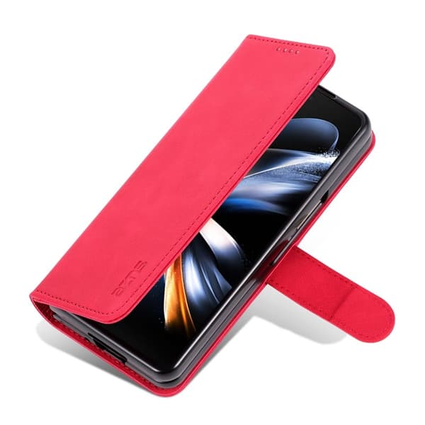 AZNS Samsung Galaxy Z Fold4 Plånboksfodral Konstläder - Röd