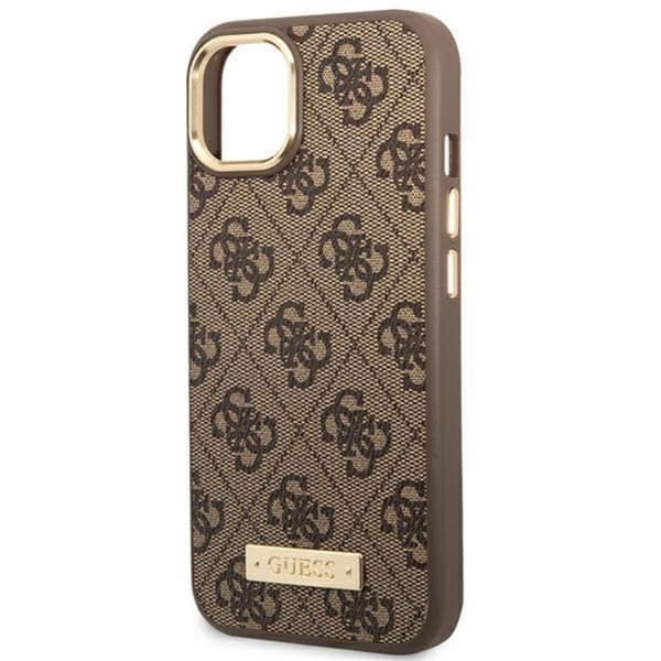 GUESS Mobilskal till iPhone 14 Plus MagSafe Logo Plate - Brun Brun