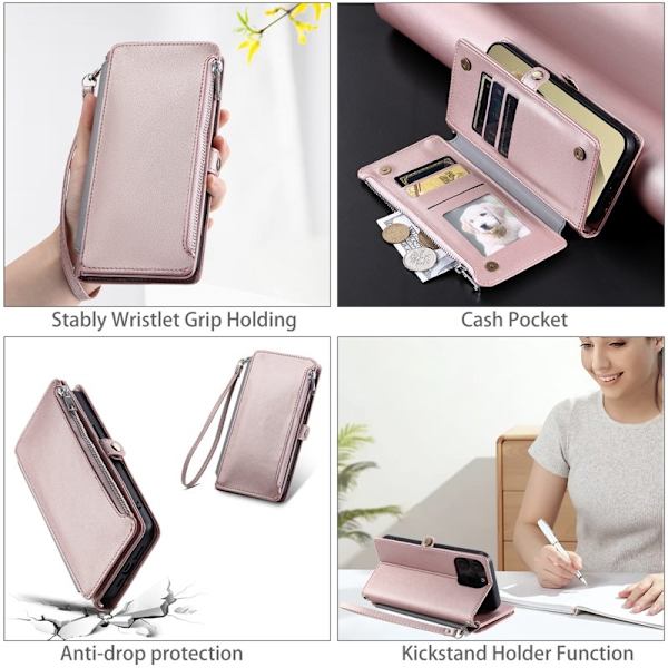 Samsung Galaxy S26 Plus Plånboksfodral TPU + Konstläder - Roséguld