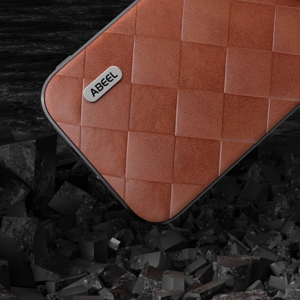 ABEEL Mobilskal till iPhone 15 Plus PU Läder PC+TPU Skydd Brun