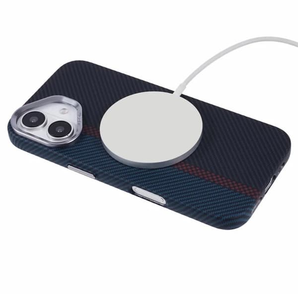 Mobilskal till iPhone 16 Plus Magsafe Kevlar Aramid Fiber - Blå/Röd Blå