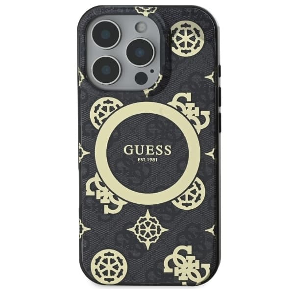 Guess telefontaske til iPhone 16 Pro Max MagSafe IML Peony På 4G - Sort Black