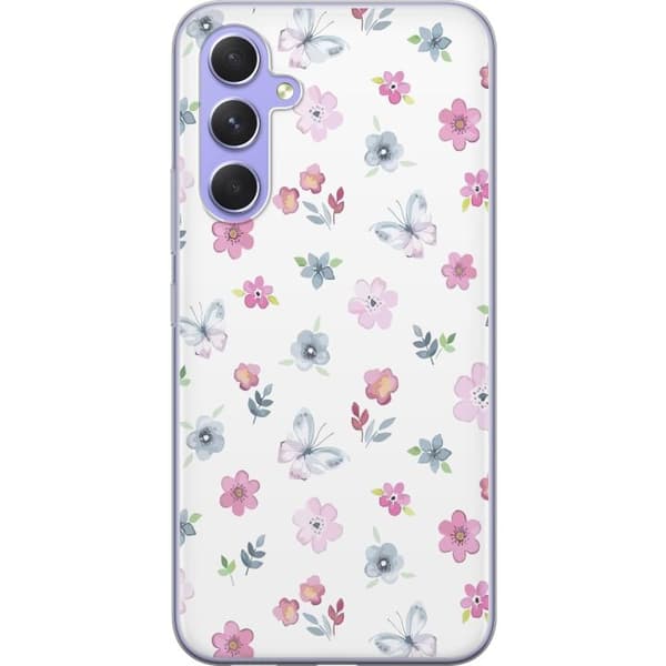Mobilcover til Samsung Galaxy A54 med blomster og sommerfugle