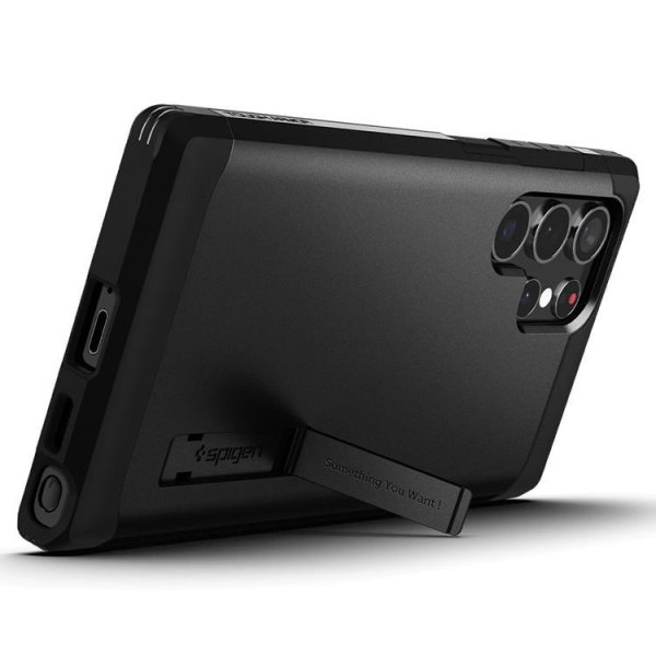 Spigen Tough Armor -kuori Galaxy S22 Ultra - Musta Black