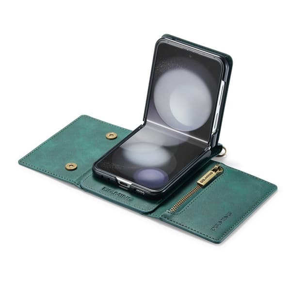 DG.MING Samsung Galaxy Z Flip5 Konstläder Plånboksfodral Grön