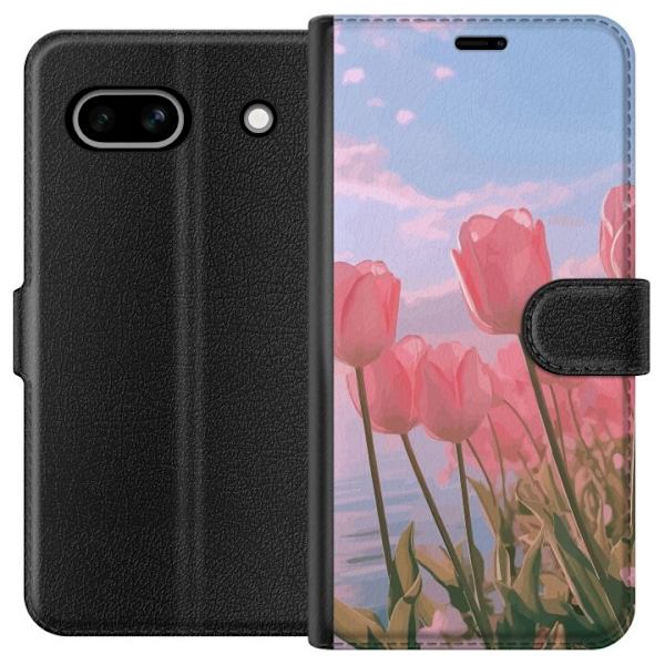 Plånboksfodral till Google Pixel 7a med Rosa Tulpaner