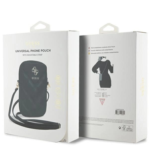Guess Mobilväska Zip Quilted 4G - Svart Black