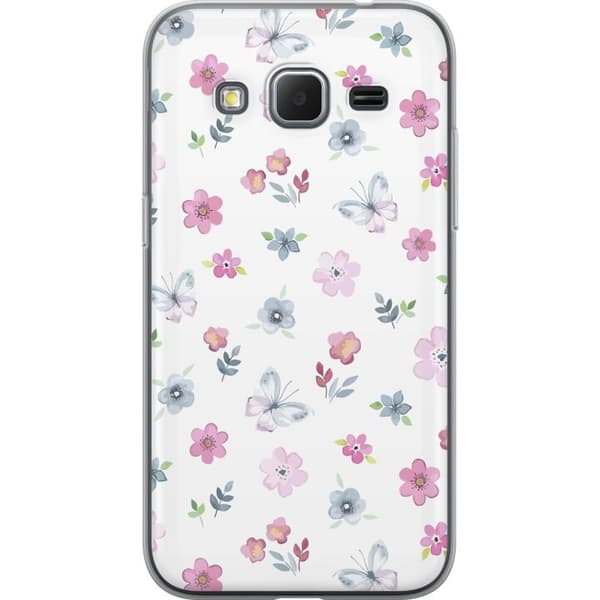 Taske til Samsung Galaxy Core Prime med blomster og sommerfugle