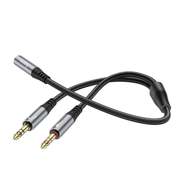 [2in1] Hoco AUX Jack til 2x Jack Kabel 0.25m - Metal Grå Grå
