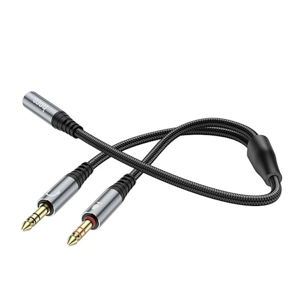 [2in1] Hoco AUX Jack till 2x Jack Kabel 0.25m - Metal Grå Grå