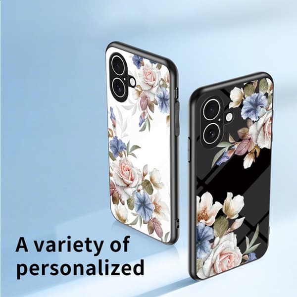 Mobilskal till iPhone 17 Floral Pattern TPU + Härdat Glas - Grön Grön