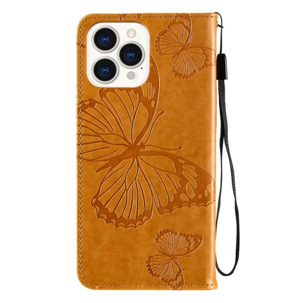 Butterflies Wallet Case iPhone 13 Pro Max - keltainen Yellow