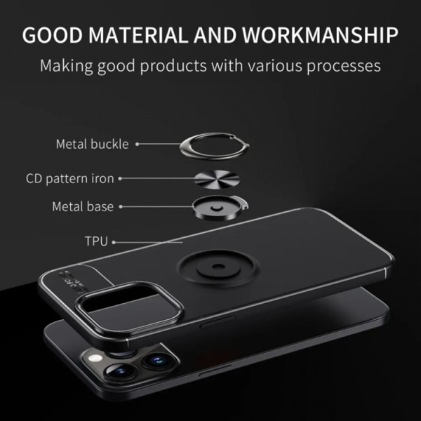 iPhone 15 Pro Max Mobilskal Ringhållare - Svart