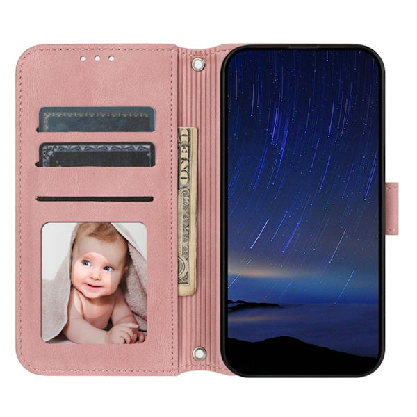 Galaxy A17 / A26 Plånboksfodral Imprinted Konstläder - Rosa Rosa