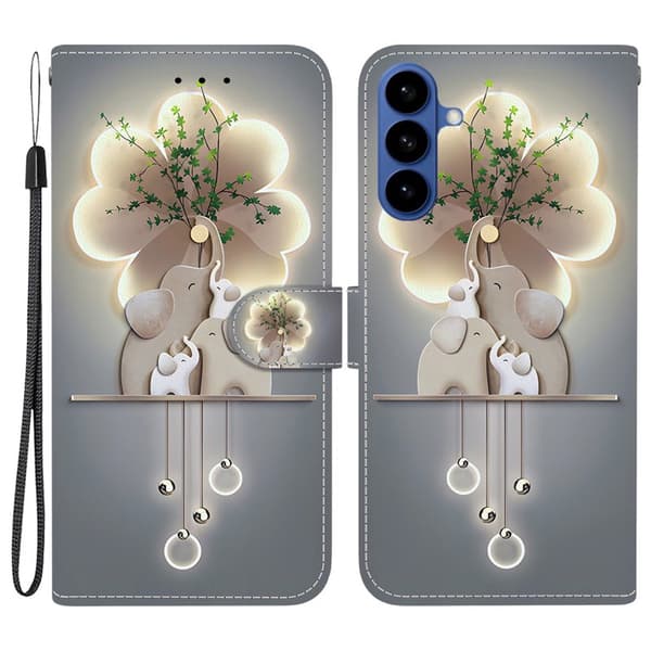 Plånboksfodral för Samsung Galaxy S26 Plus Mönstertryckt Konstläder Elefanter