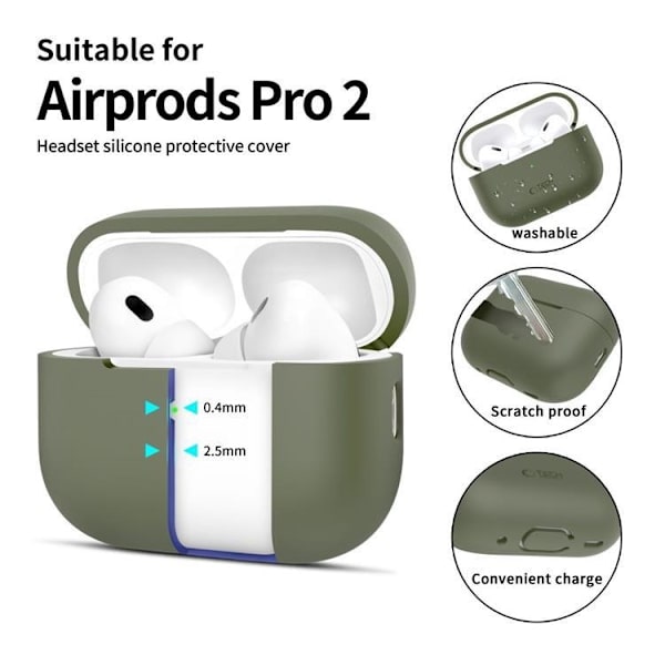 Tech-Protect Apple Airpods Pro 1/2 Skal Silikon - Olivgrön Grön