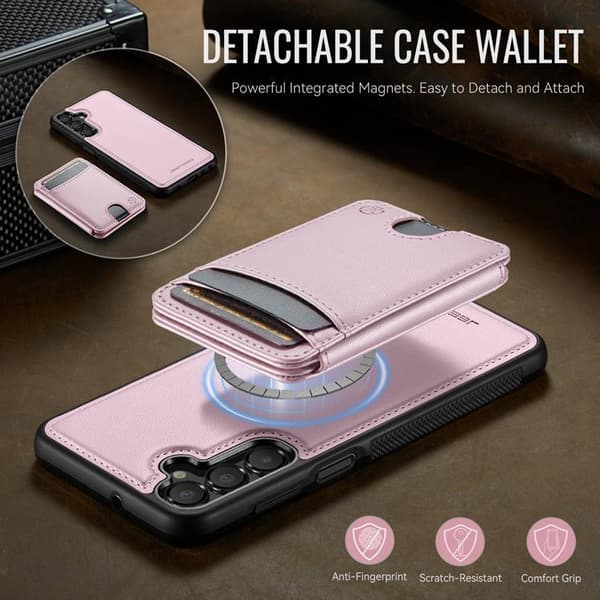 JEEHOOD Samsung Galaxy A15 5G Mobilskal KonstLäder - Rosa Rosa