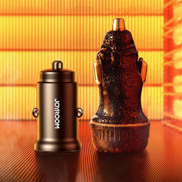 Joyroom Mini Metall Billaddare 30W 2x USB-C - Musta Black