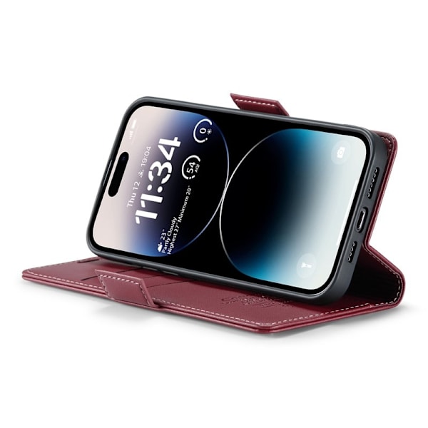 CASEME Plånboksfodral Konstläder till iPhone 14 Pro Max - Röd
