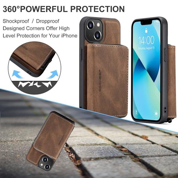 JEEHOOD Mobilskal till iPhone 14 Plus Shockproof KonstLäder Brun