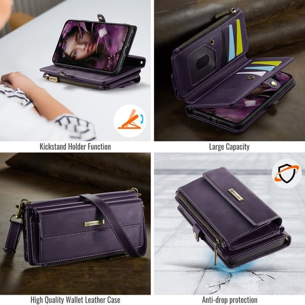 CASEME Konstläder Plånboksfodral till iPhone 7/8/6 Plus 5.5 tum Lila