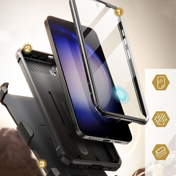 [2-set] SupCase Galaxy S24 matkapuhelinkotelo Unicorn Beetle Pro - musta