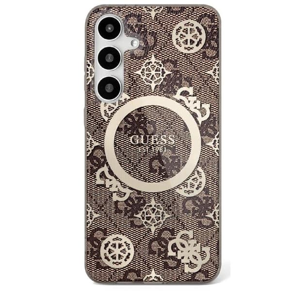 Guess Mobilskal till Galaxy S25 MagSafe Guld Electroplated Peony - Brun Brun