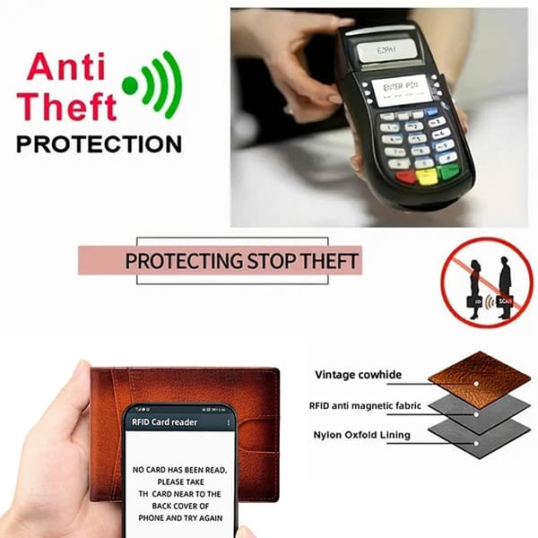 BANYANU Plånbok för Herrar Äkta Läder RFID Blocking N2039M Svart