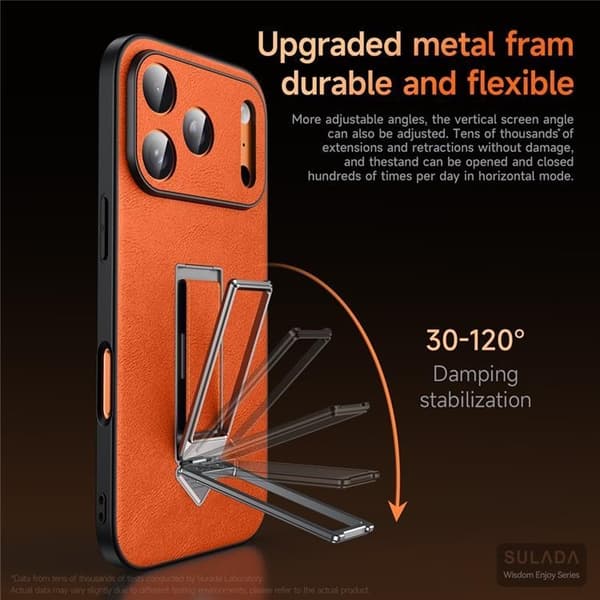 SULADA Mobilskal till iPhone 16 Pro Max Kickstand med Fingerrem Svart