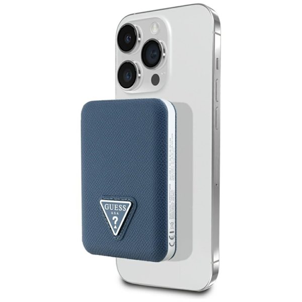 Guess MagSafe Trådlös Power Bank 5000mAh 15W USB-C Grained Triangle Inductive Blå