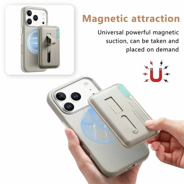 Mobilskal till iPhone 17 Pro Max Magsafe Detachable korthållare - Grå Grå