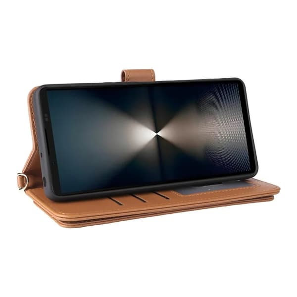 Sony Xperia 1 VII Plånboksfodral Kickstand med Axelrem - Brun Brun