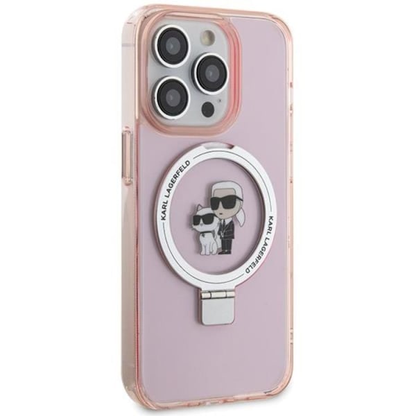 KARL LAGERFELD iPhone 15 Pro Mobilskal MagSafe Ringställ - Rosa
