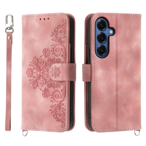 Samsung Galaxy S26 Plus Plånboksfodral Blommönster Konstläder - Rosa