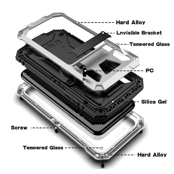 R-JUST Mobilskal till iPhone XS Max Hybrid Silver Drop-proof Waterproof