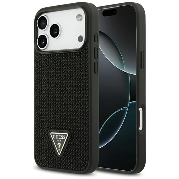 Guess Mobilskal till iPhone 17 Pro Rhinestone Triangle Logo - Svart