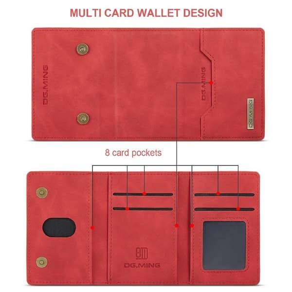 DG.MING Magnetiskt Stöttåligt Plånboksfodral i Röd för iPhone XS Max