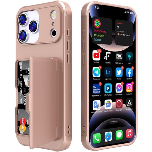 Mobilskal till iPhone 17 Pro Korthållare Mirror Kickstand Roséguld