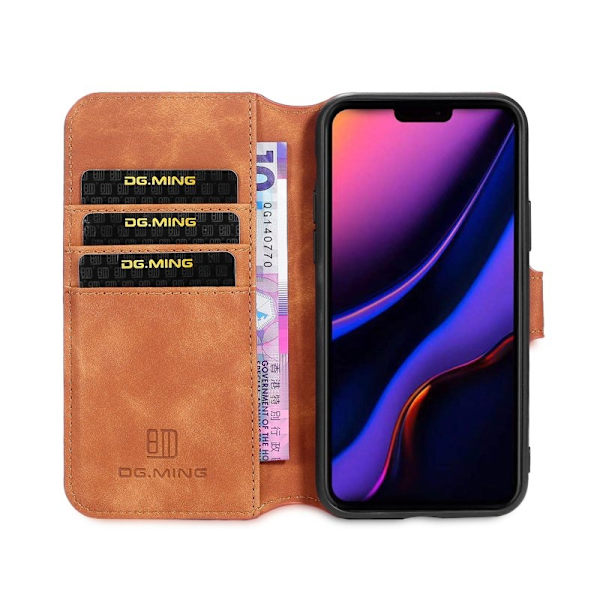 DG.MING Plånboksfodral Konstläder för iPhone 11 Pro - Brun