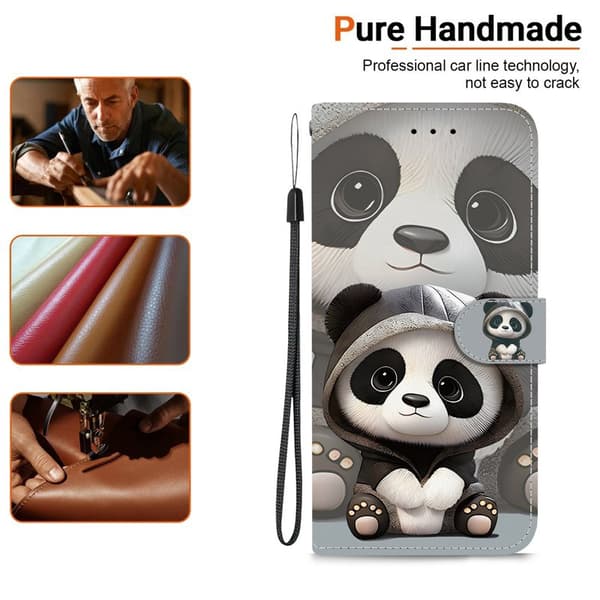 Plånboksfodral för Samsung Galaxy S26 Plus Mönstertryck Konstläder - Panda