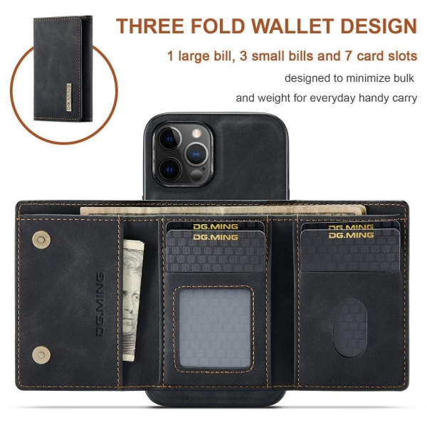 DG.MING iPhone 13 Pro Max Skal samt Wallet med Kickstand - Svart Svart