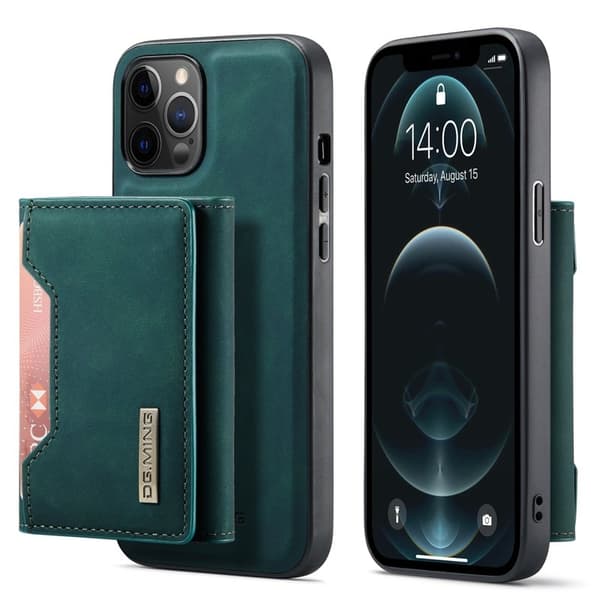 DG.MING Konstläder Plånboksfodral för iPhone 13 Pro Max 6.7 tum - Grön