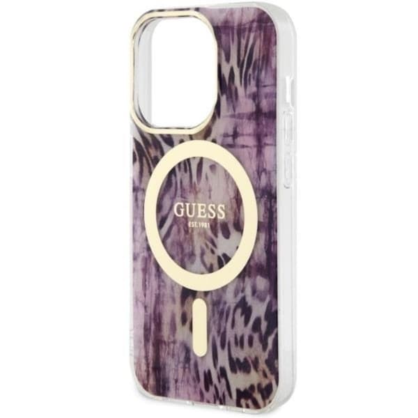 Guess iPhone 14 Pro Max Mobilskal MagSafe Leopard - Rosa Rosa